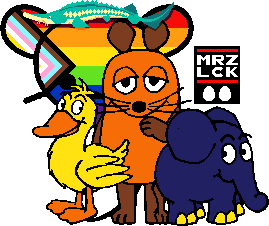Template-Entwurf von feddit.org: Maus, Ente & Elefant, Regenbogen-Lemmy-Logo, Stör, MRZLCK(Eier)